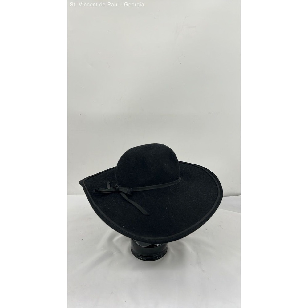 Vintage Andre Black Wool Sun Hat Cap Made in Canada Great Condition Bow Accent
